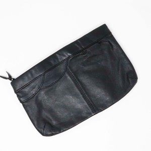 Black Leather Clutch Bag